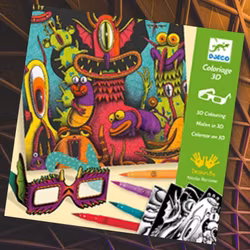 Färglägg och se bilden i 3D från Djeco