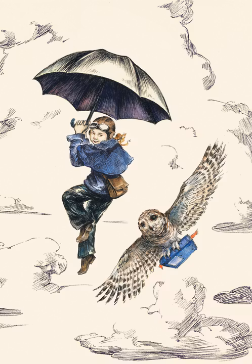 Gratulationskort - Flickan och ugglan