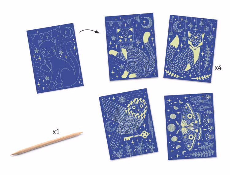 Kladdfritt pyssel - Skrapa fram bilden (självlysande bilder)