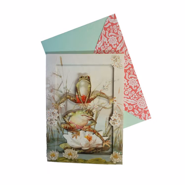 Vackert kort med kuvert - Grodhopp med dopp (Fraktfritt)