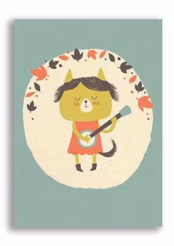 Kort - Katt med banjo