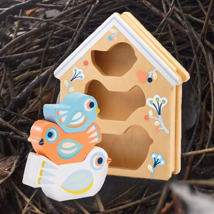 Träpussel för de minsta- Fågelholken från Djeco