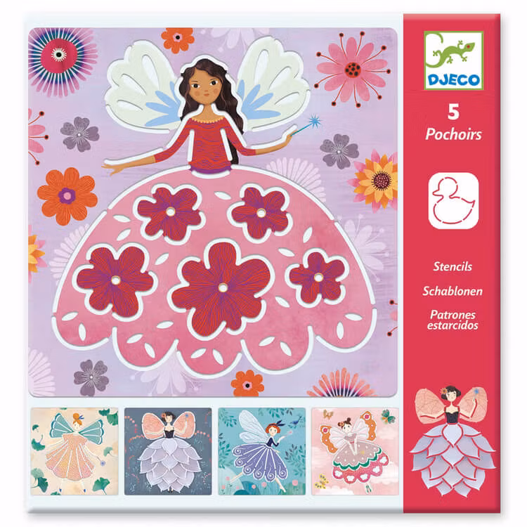 Stencil/Schablon - Fjärilsälvor från Djeco