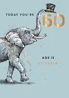 Dubbelt kort med kuvert - 60 år - Age is irelephant (Fraktfritt)