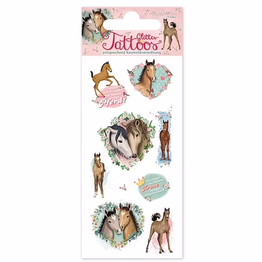Tatueringar - Hästar med glitter (Fraktfritt)