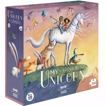 Enhörningspussel med glitter! - 350 bitar från Londji
