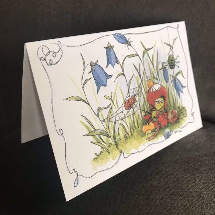 Dubbelt kort utan kuvert -Virka spindelnät (Fraktfritt)