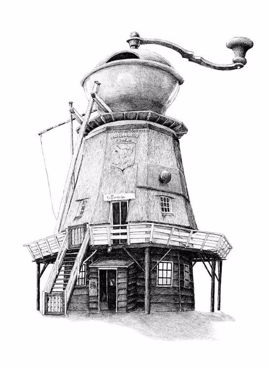 Enkelt konstkort - KaffeKvarn (Fraktfritt)