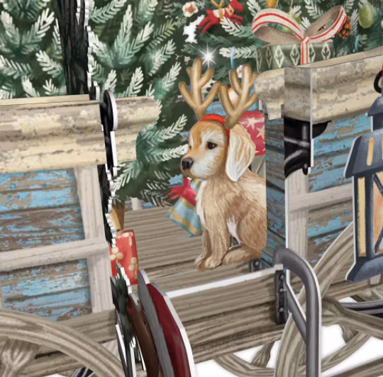 Magiskt julkort - Tomtens vagn (Fraktfritt)