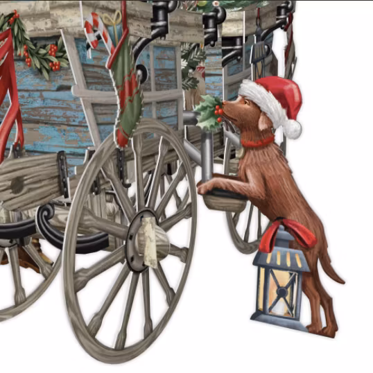 Magiskt julkort - Tomtens vagn (Fraktfritt)