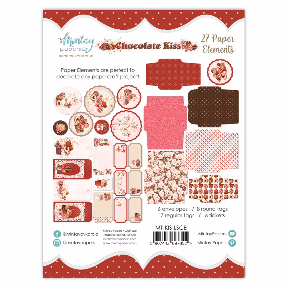 Vackert papperspyssel - Chokladkyssar (27 delar)