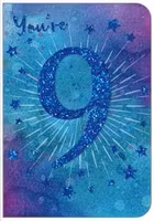 Dubbelt kort med kuvert - 9 år - Blå fyrverkerier (Fraktfritt)