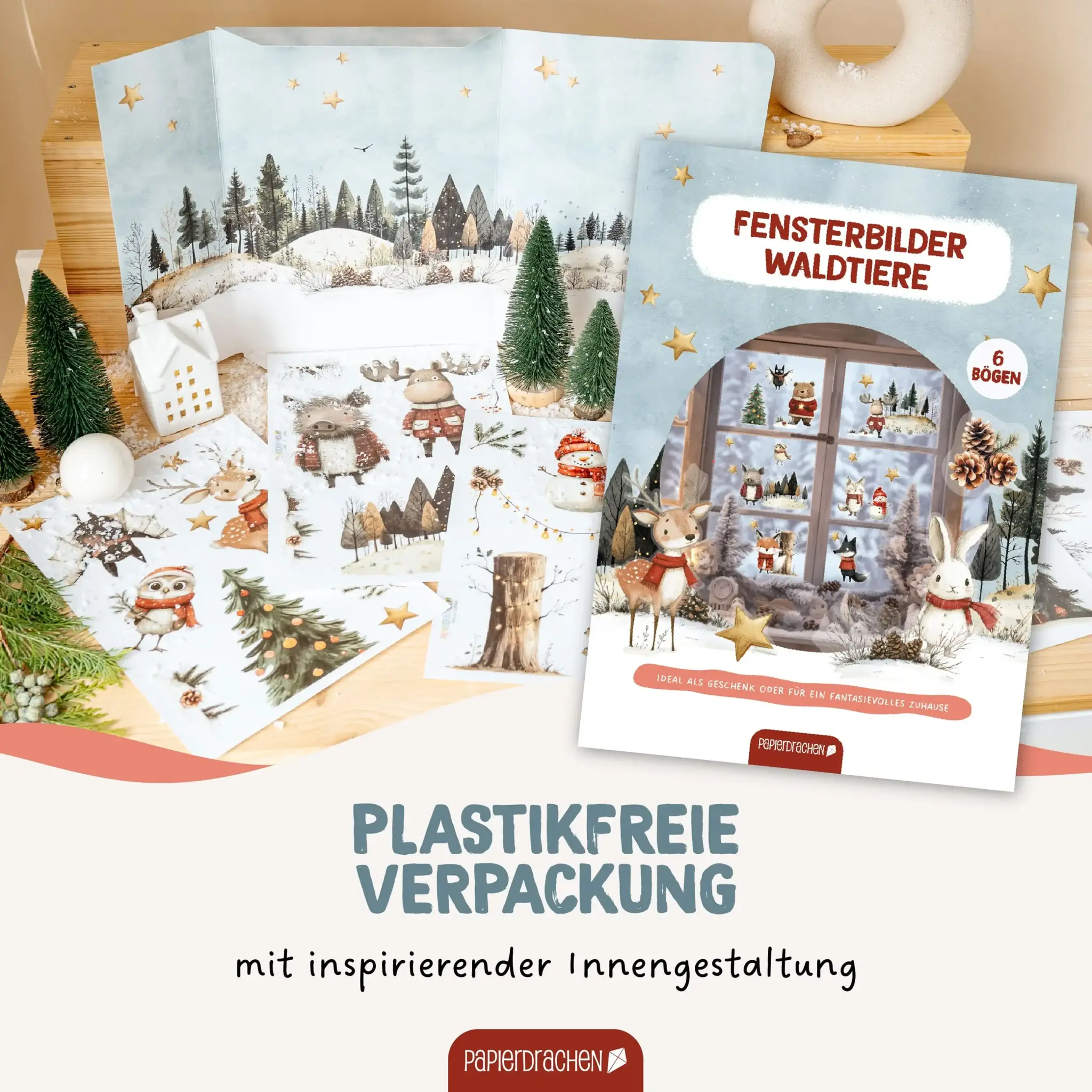 Självhäftande bilder till fönstret - Skogens djur
