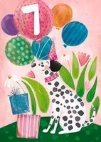 Dubbelt kort med kuvert - 7 år - Dalmatiner (Fraktfritt)