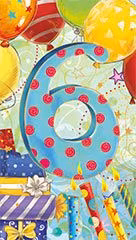 Dubbelt kort med kuvert - 6år Pakethög (Fraktfritt)