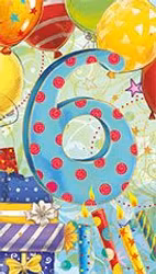 Dubbelt kort med kuvert - 6 år - Paket (Fraktfritt)