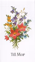 Dubbelt, mindre kort med kuvert - Blommor till mor (Fraktfritt)