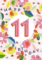 Dubbelt kort med kuvert - 11 år - Blommor (Fraktfritt)