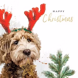 Dubbelt julkort med kuvert - Hundrenen (Fraktfritt)