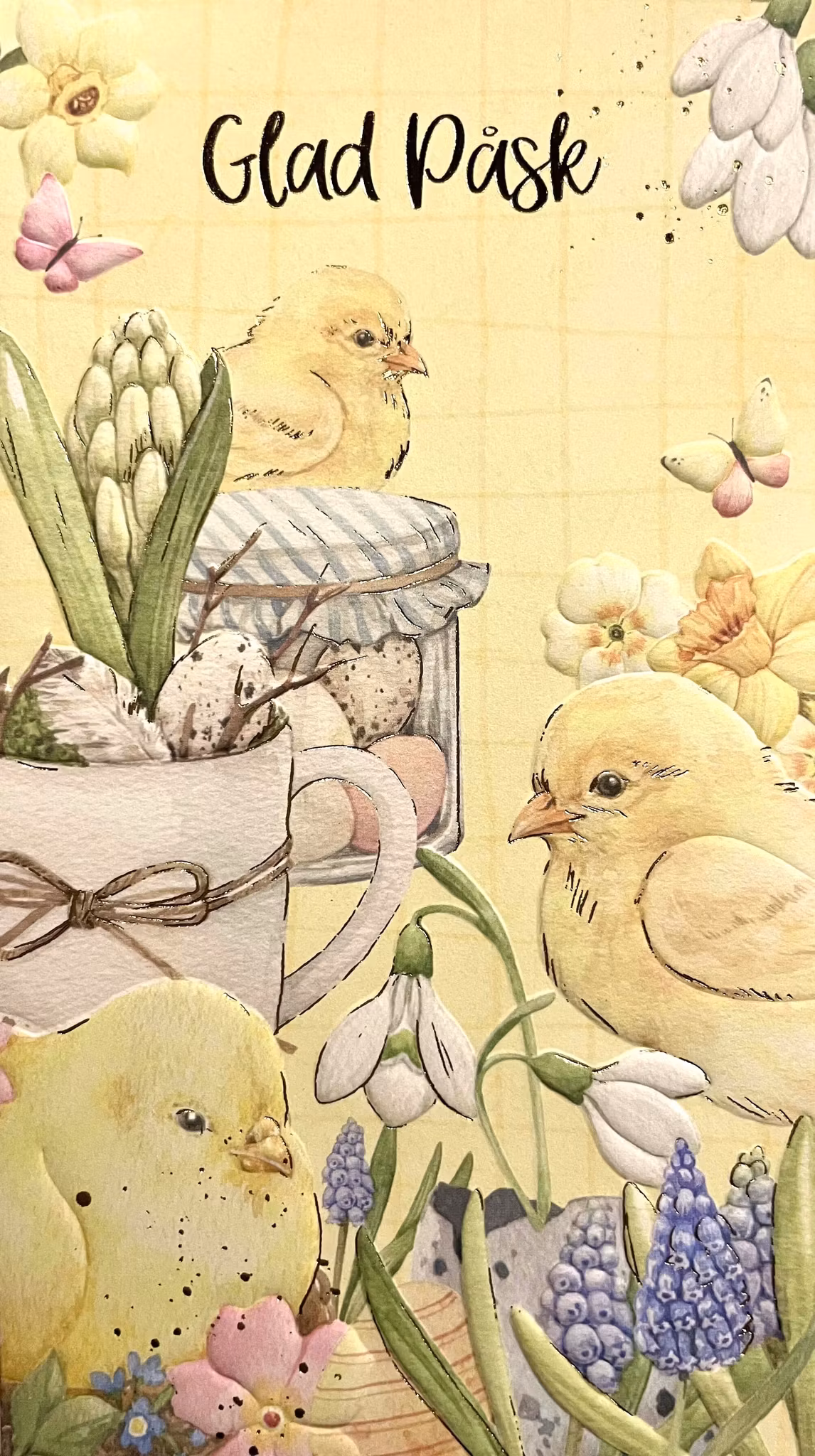 Dubbelt kort med kuvert - Påskkycklingarna (Fraktfritt)