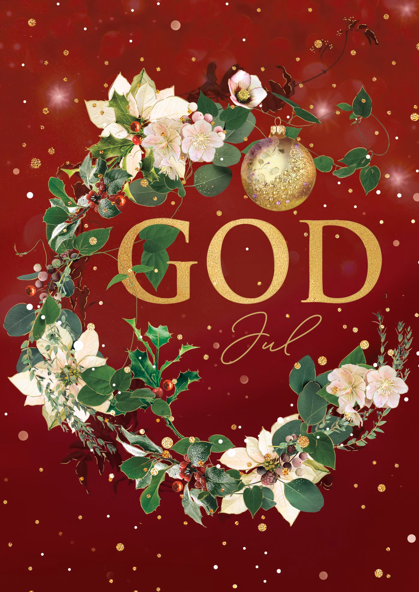 Julkort med kuvert - Guld-God Jul(Fraktfritt)