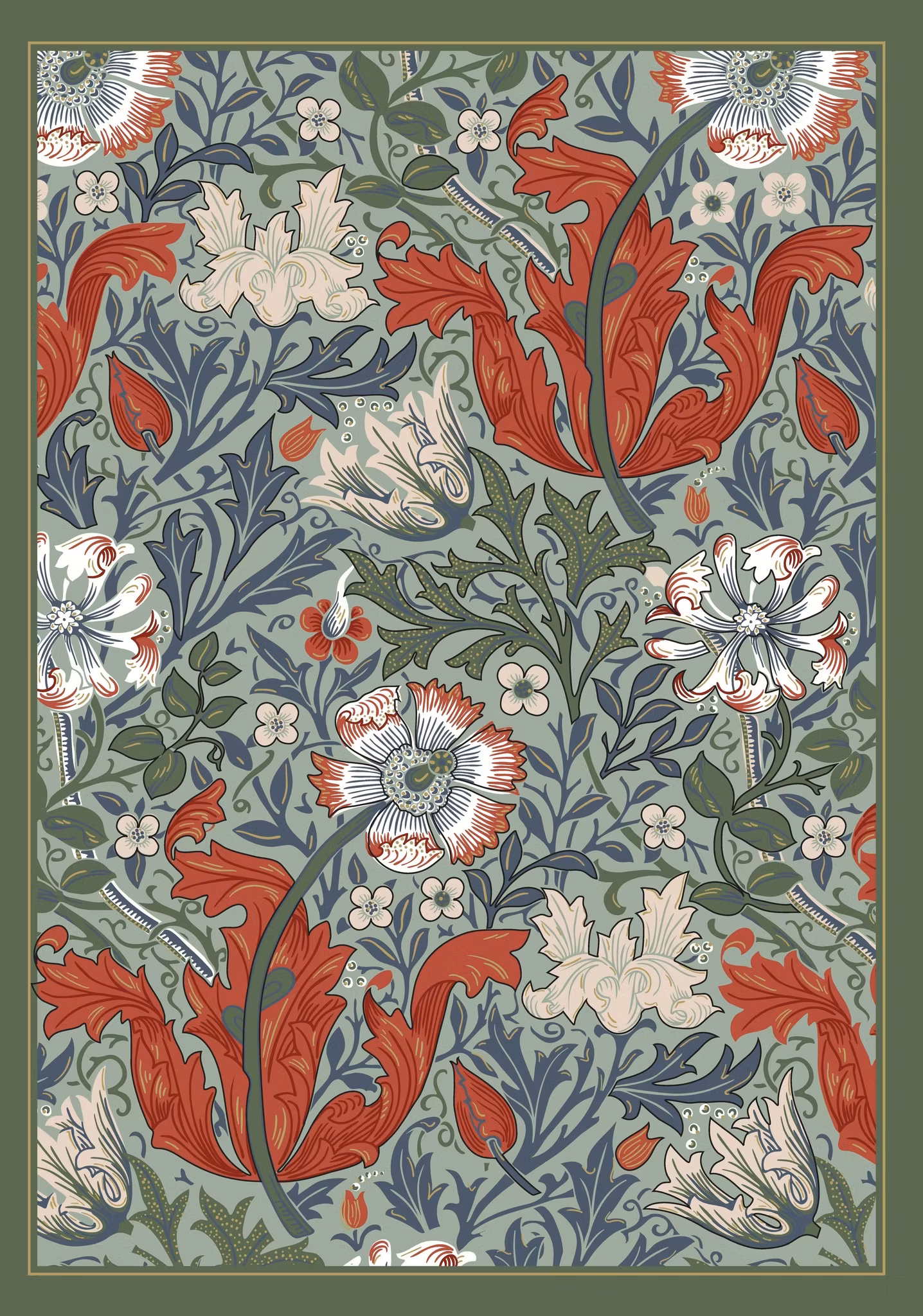 Dubbelt kort med kuvert - Blommor mot grönt (Fraktfritt)