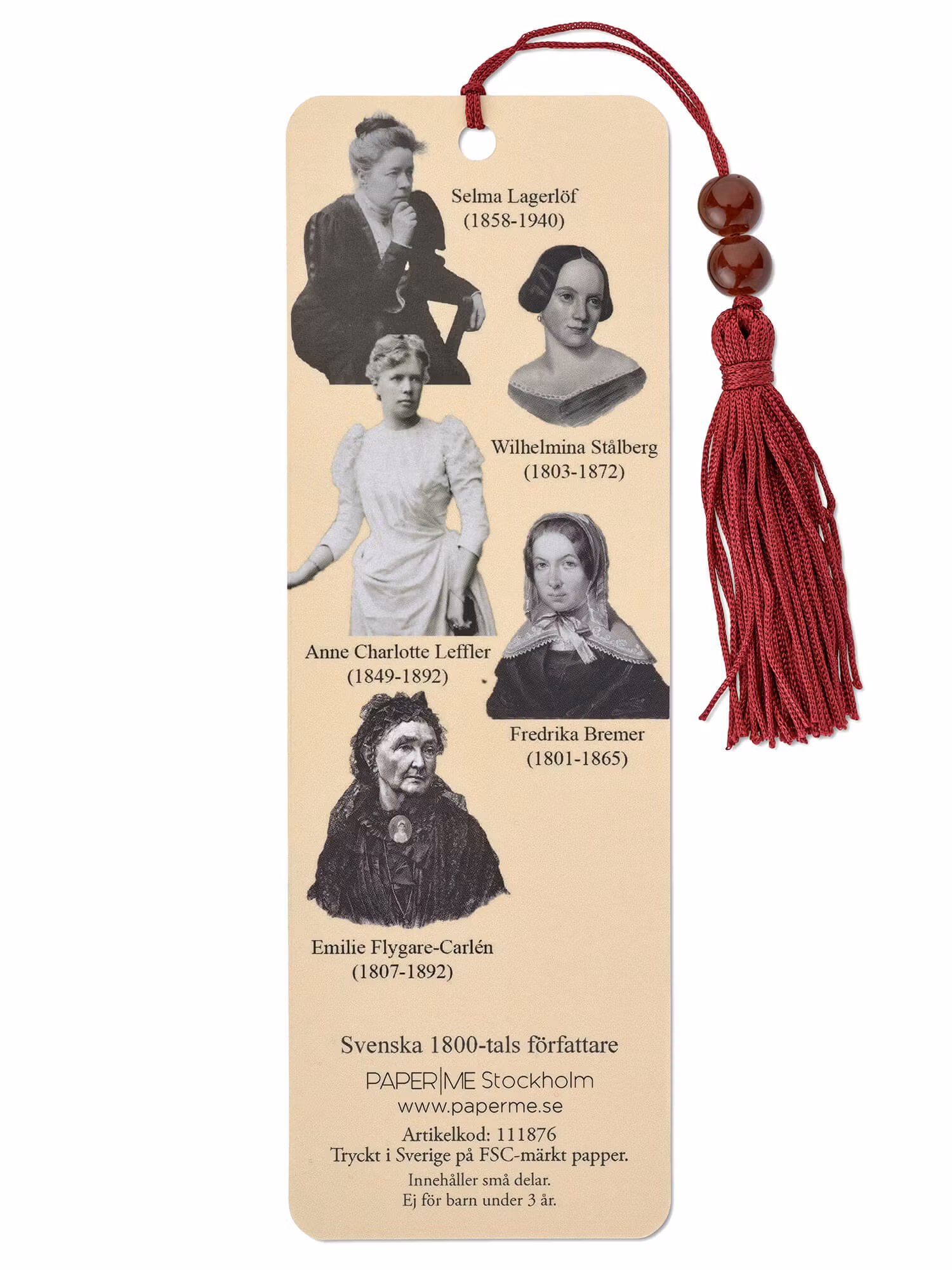 Vackert bokmärke - Svenska 1800-tals Författare (Fraktfritt)