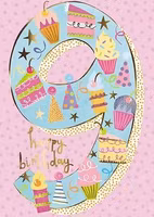 Dubbelt kort med kuvert - 9 år - Godsaker (Fraktfritt)