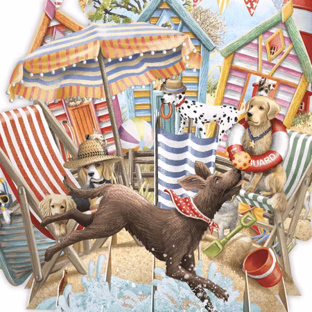 Magiskt, utvikbart gratulationskort - En dag på stranden (Fraktfritt)