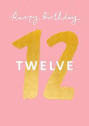 Dubbelt kort med kuvert - 12 år - Pink (Fraktfritt)