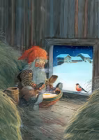 Julkort med kuvert - Gröten och tomten (Fraktfritt)