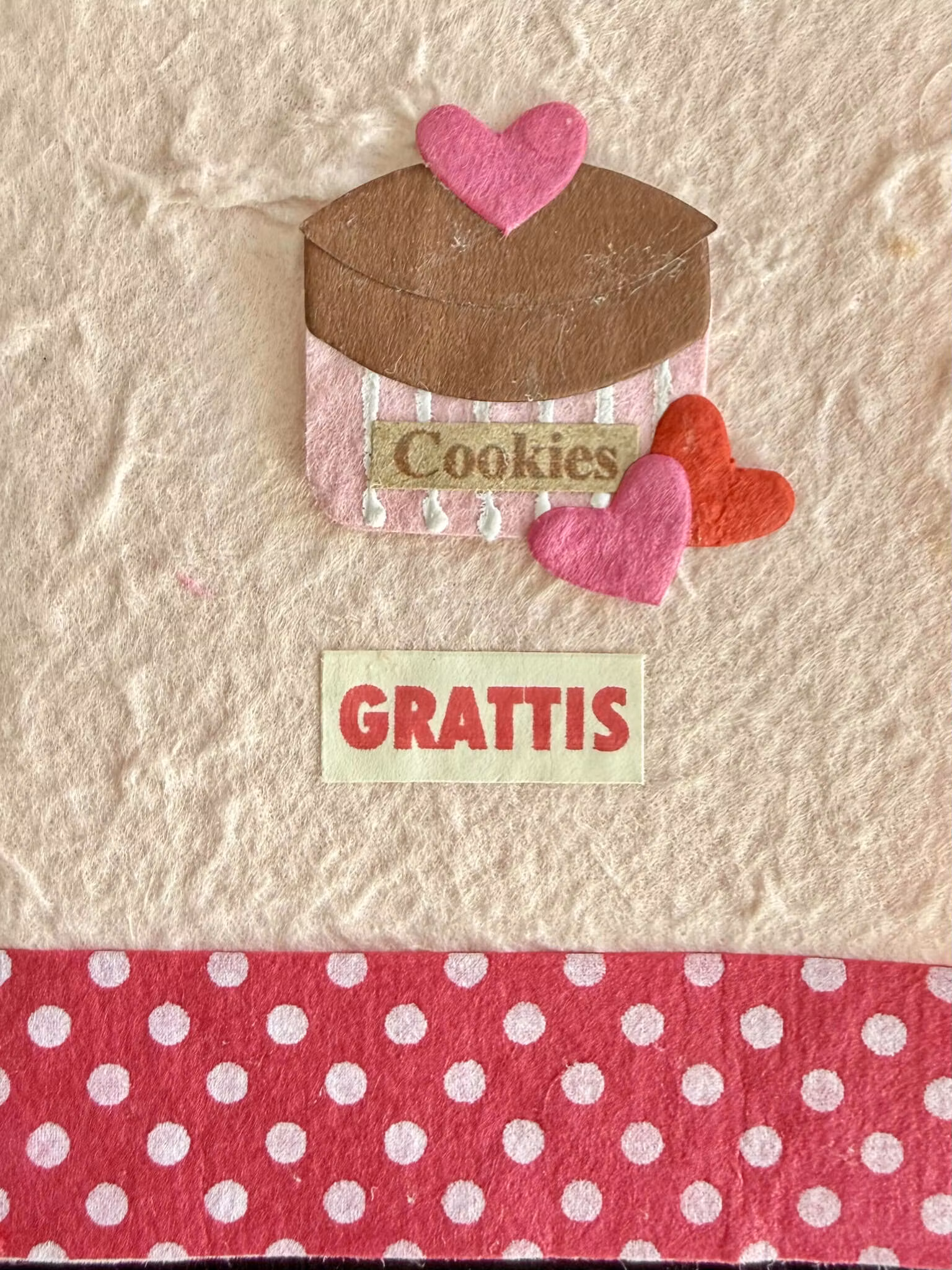 Litet, handgjort kort med kuvert - Cupcake (Fraktfritt)