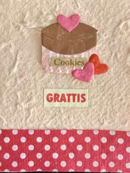 Litet, handgjort kort med kuvert - Cupcake (Fraktfritt)