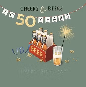 Dubbelt kort med kuvert - 50 år - Cheers (Fraktfritt)