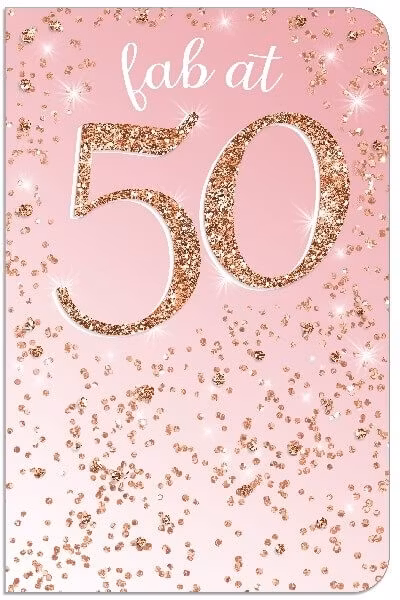 Dubbelt kort med kuvert - 50 år med glitter (Fraktfritt)