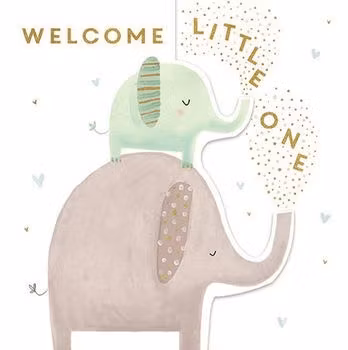 Dubbelt kort med kuvert - Välkommen Elefant (Fraktfritt)