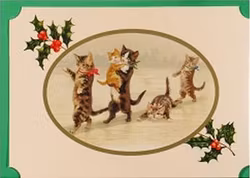 Viktorianska Julkort med katter  - Tre olika motiv att välja bland (Fraktfritt)