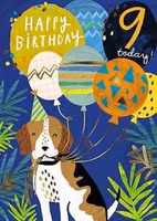 Dubbelt kort med kuvert - 9 år - Hundgrattis (Fraktfritt)