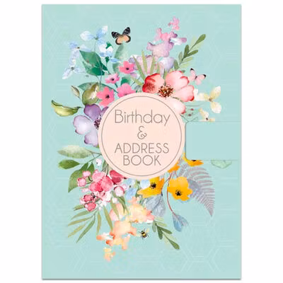 Adress- och födelsedagsbok - Blommor och fjärilar