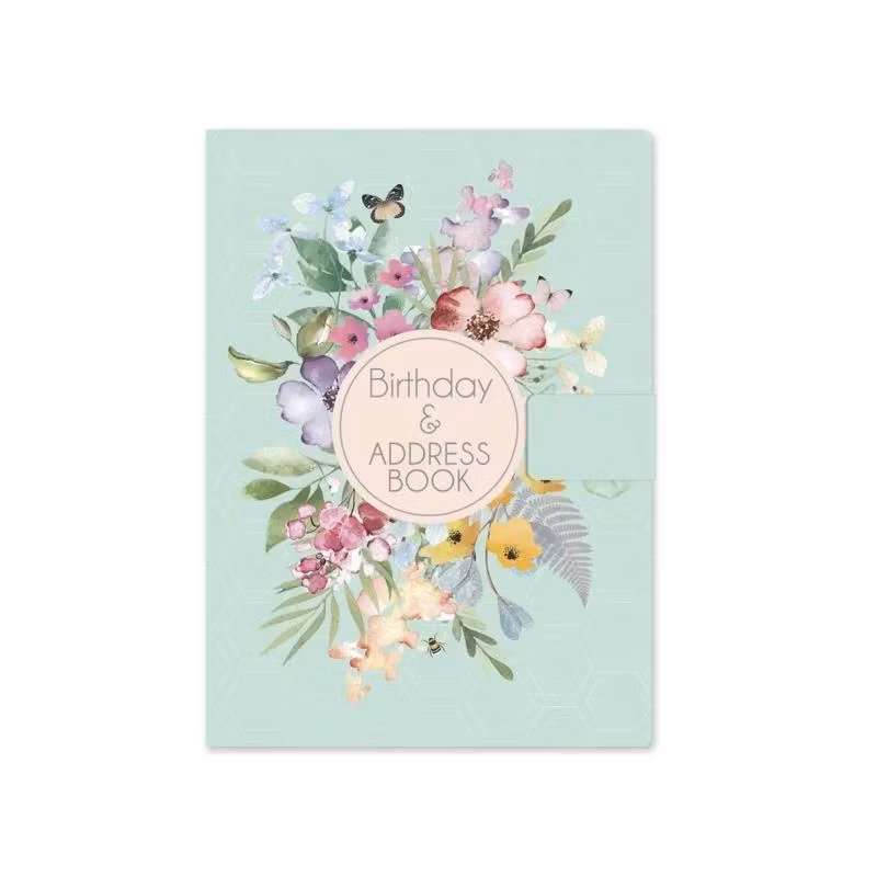 Adress- och födelsedagsbok - Blommor och fjärilar