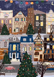 Liten Adventskalender som julkort - Julstaden (Fraktfritt)