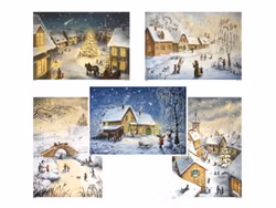 A4 Adventskalendrar - Vinter i byn - Flera att välja bland (Fraktfritt)