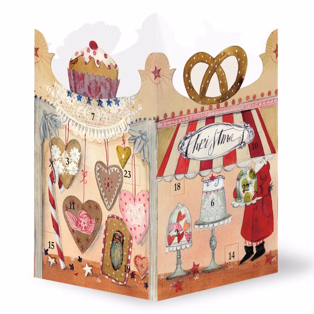 Adventskalender som papperslykta - Julkonditoriet (Fjäderlätt)