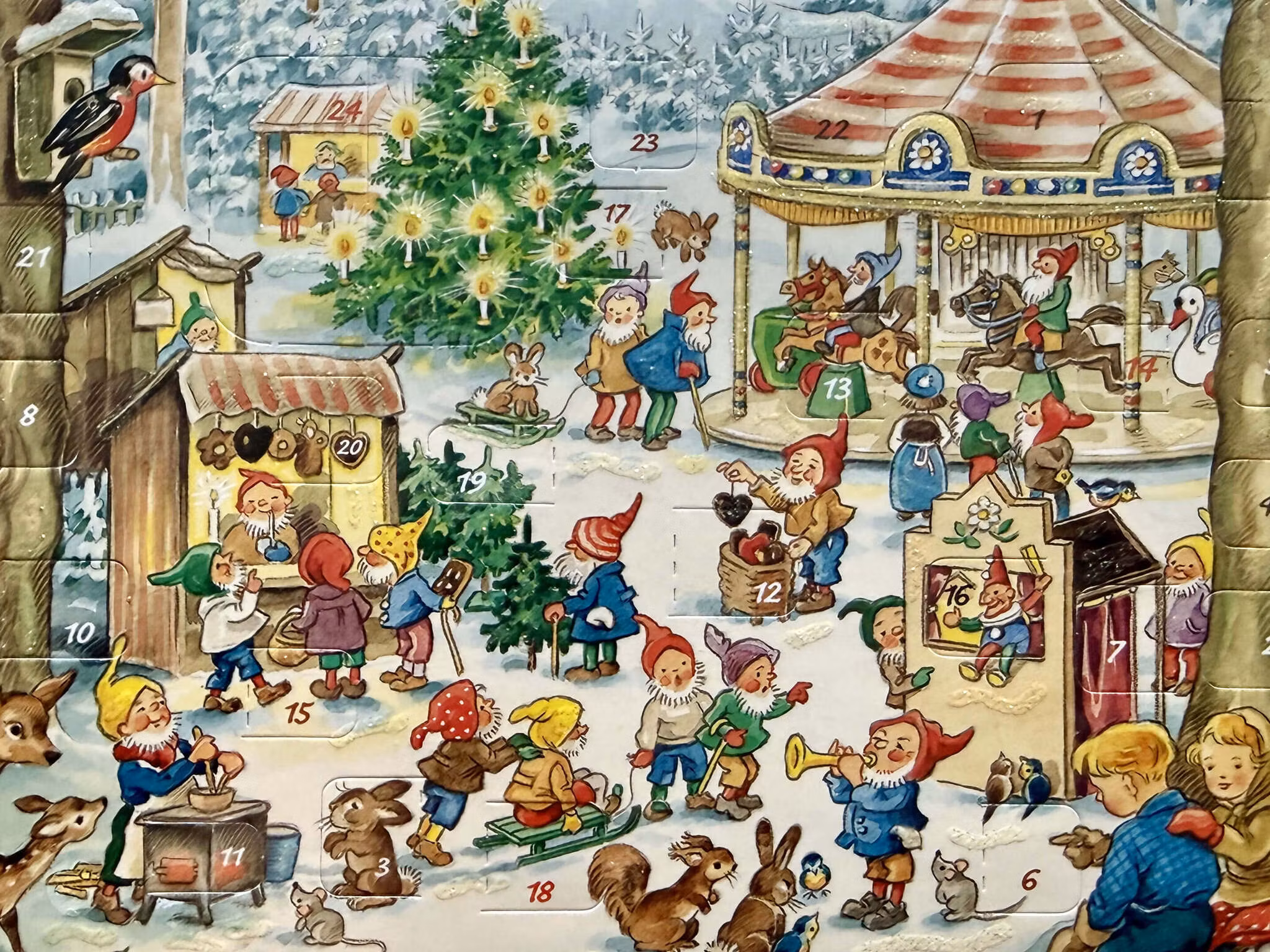 Små Adventskalendrar som julkort - Äldre motiv - Välj en eller flera (Fraktfritt)