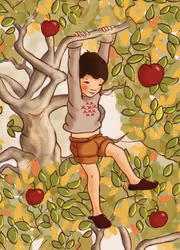 Enkelt kort - Svinga dig i äppelträdet (Fraktfritt)