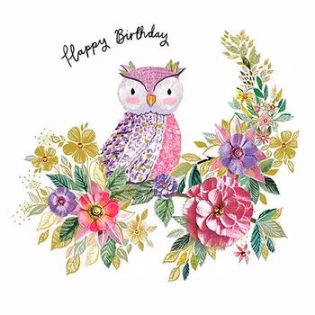 Dubbelt kort med kuvert - Ugglans grattis (Fraktfritt)