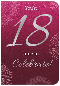 Dubbelt kort med kuvert - 18 År - Sprakande rosa (Fraktfritt)