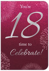 Dubbelt kort med kuvert - 18 år - Rosarött (Fraktfritt)