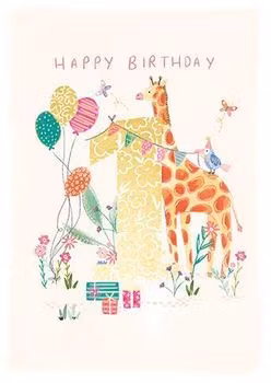 Dubbelt kort med kuvert - 1 år - Giraffens första (Fraktfritt)