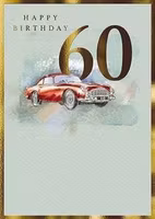 Dubbelt kort med kuvert - 60 år - Snabba bilar (Fraktfritt)